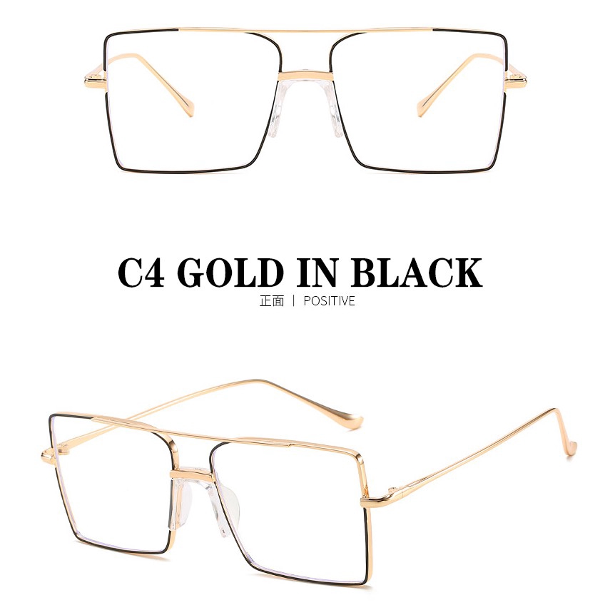 Kính Mát Gọng Kim Loại Vuông Chống Ánh Sáng Xanh Phong Cách Hàn Quốc Cho Nam Và Nữ