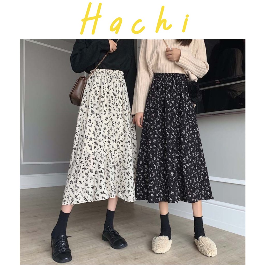 Chân váy dài họa tiết hoa nhí phong cách Ulzzang hàng Quảng Châu - Hachi