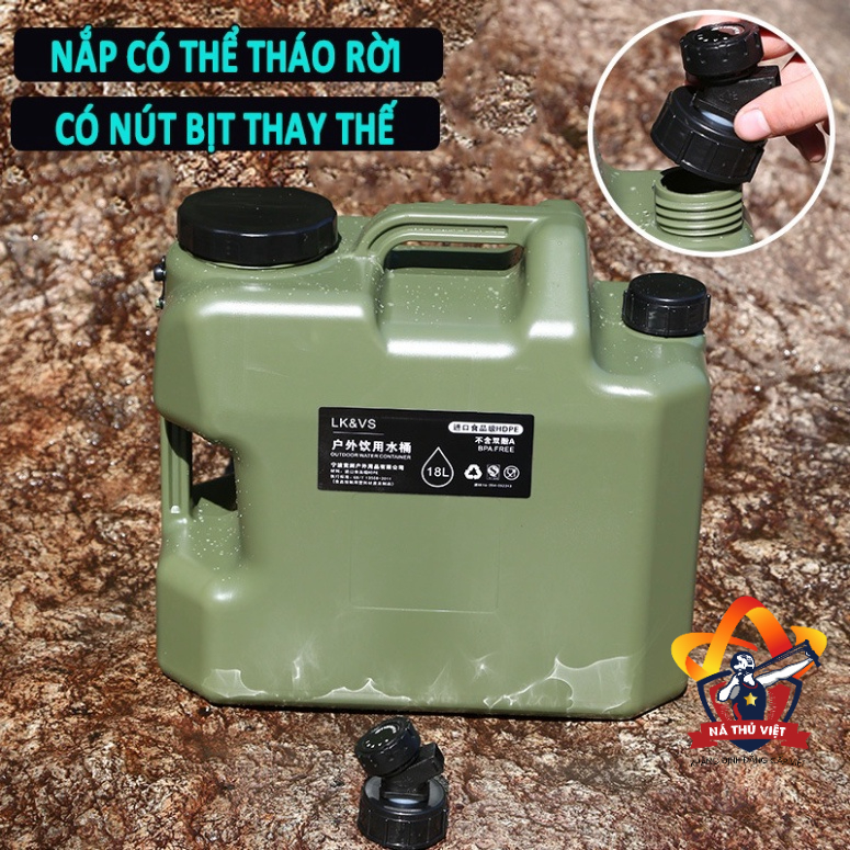 Bình đựng nước cắm trại du lịch dã ngoại di động ngoài trời, có van khóa, có vòi nối dài tiện lợi - DCP9