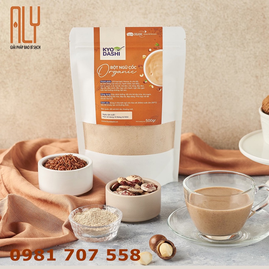 Túi Zip Kraft Trắng Đáy Đứng, Túi Kraft Đức Nhiều Size _ALY