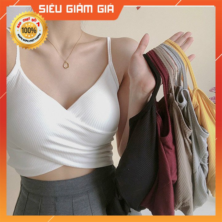 Áo croptop dáng ôm 2 dây đan chéo, Áo lót 2 dây chéo ôm sát sành điệu