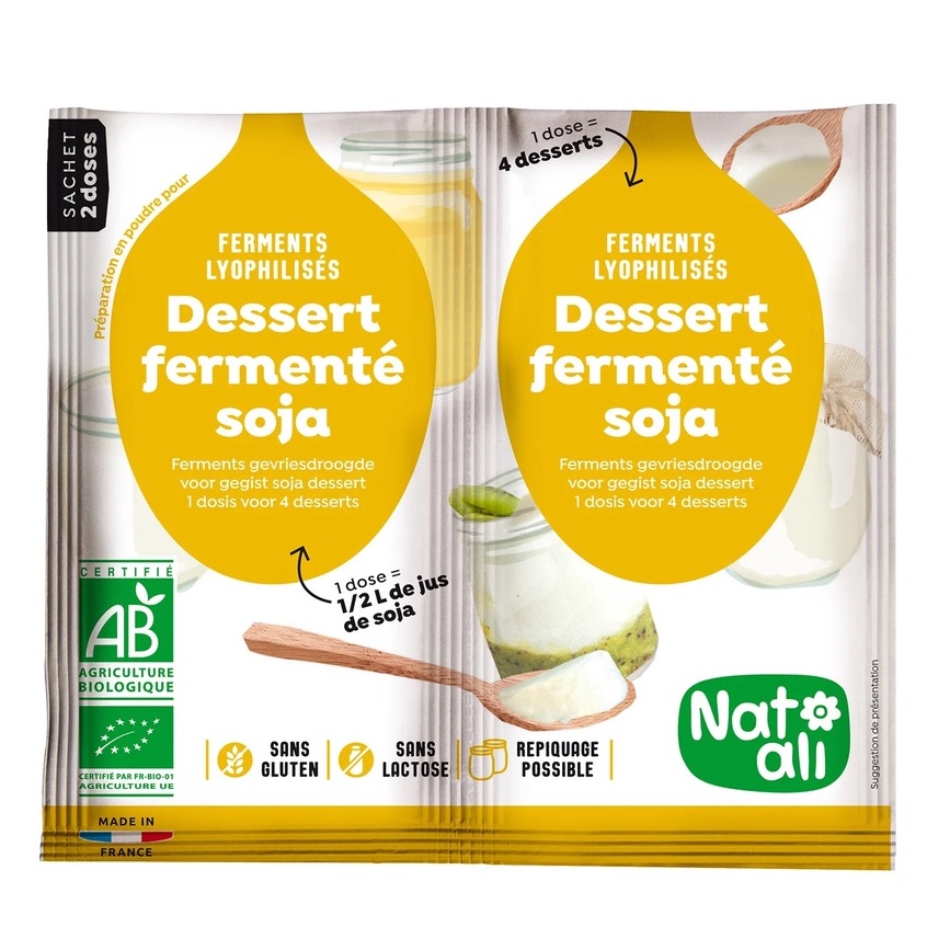Men làm sữa chua thuần chay từ đậu nành hữu cơ Natali 2x6g