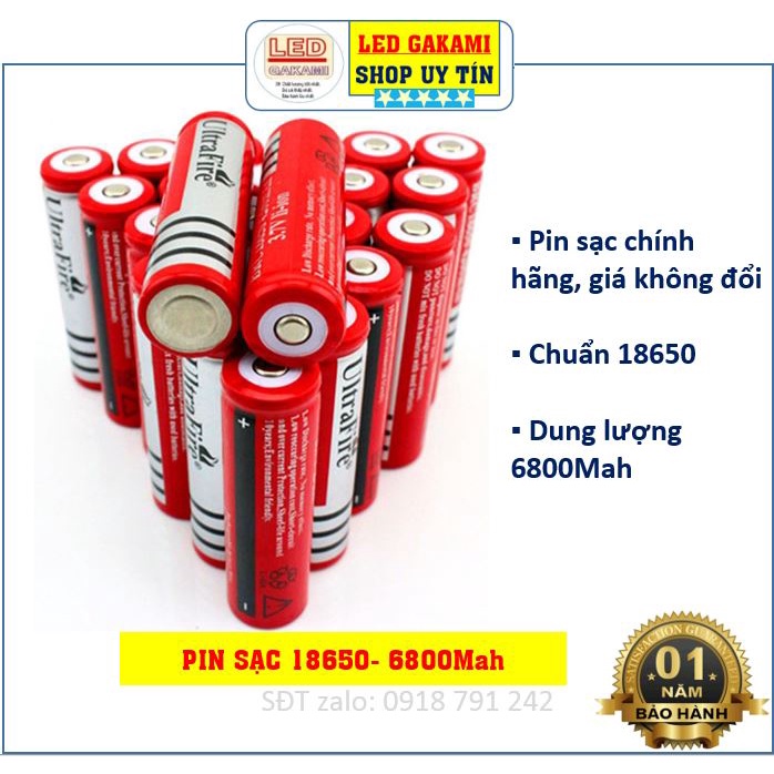 Pin sạc 18650 Lithium 6800Mah cao cấp chính hãng UltraFire