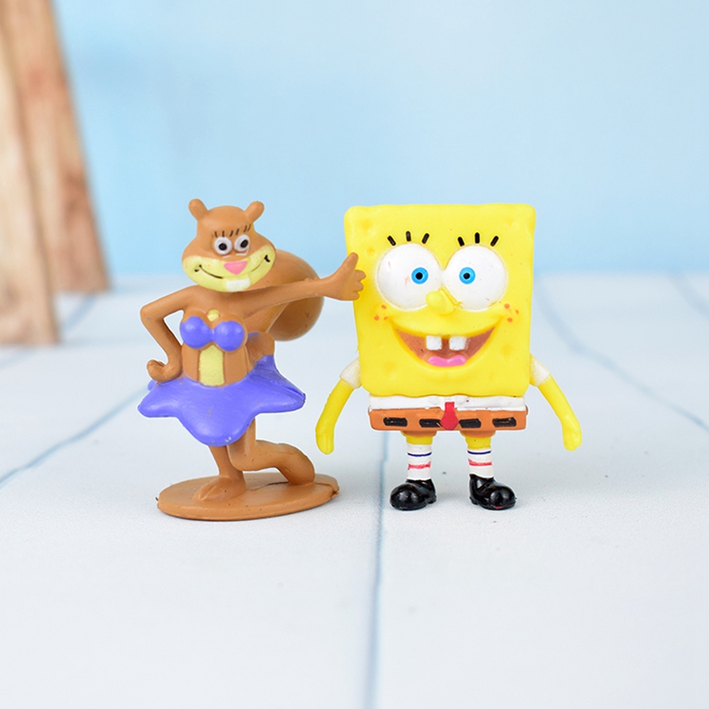 1 Bộ 6 Mô Hình Nhân Vật Hoạt Hình Spongebob Trang Trí Bể Cá