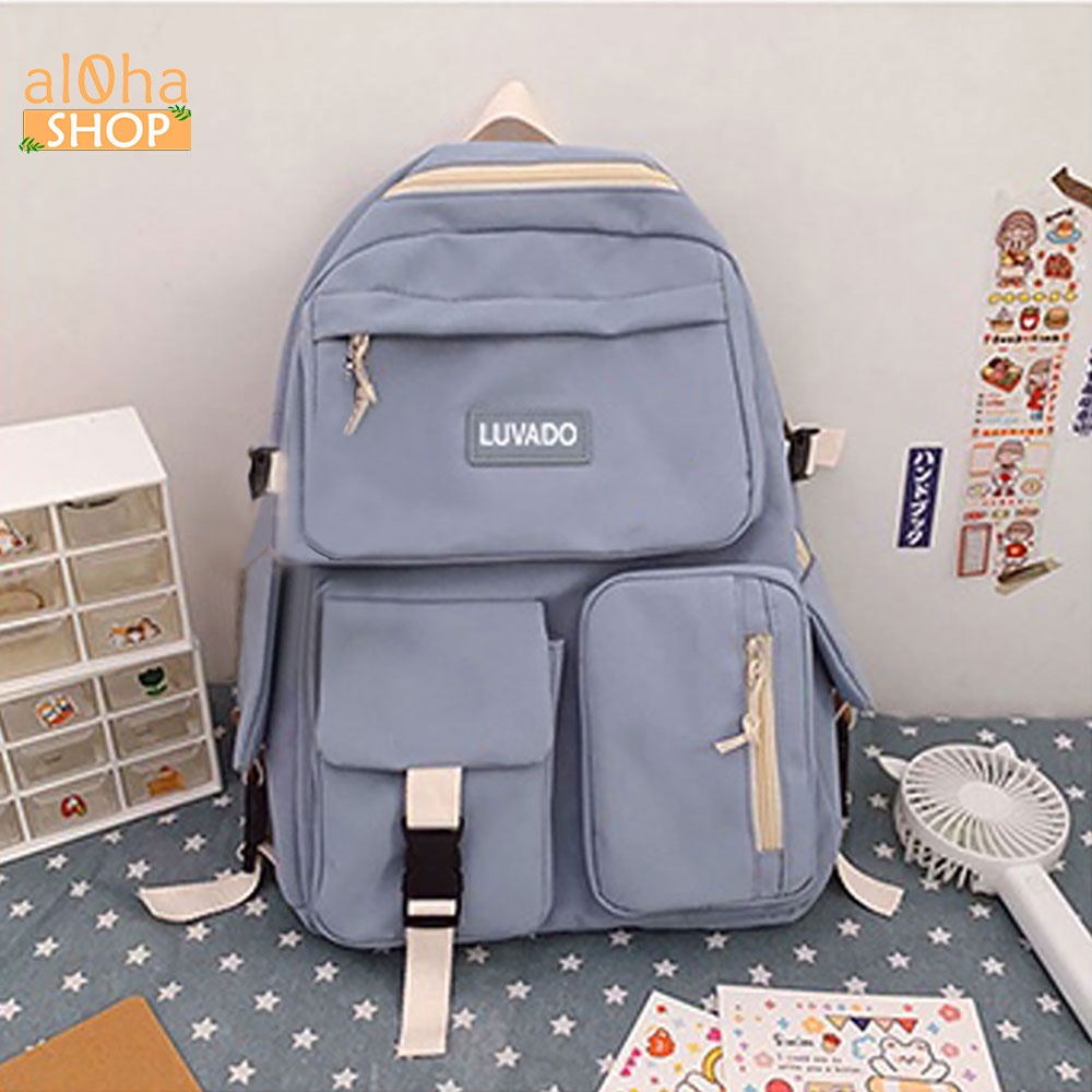 Balo - cặp sách Ulzzang nhiều ngăn đi học, đi làm, du lịch, đựng laptop B0175 Unisex nam nữ - al0ha Shop