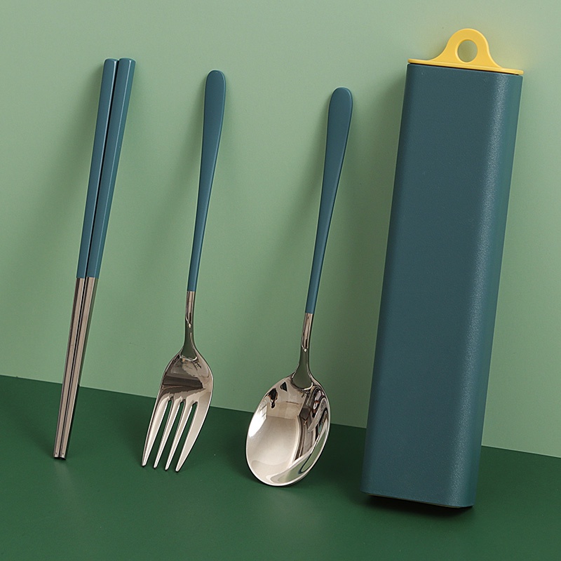 Bộ Muỗng Đũa Nĩa Thìa Inox 304 Cá Nhân Cơm Trưa Văn Phòng Dã Ngoại Phủ Bóng Sang Trọng