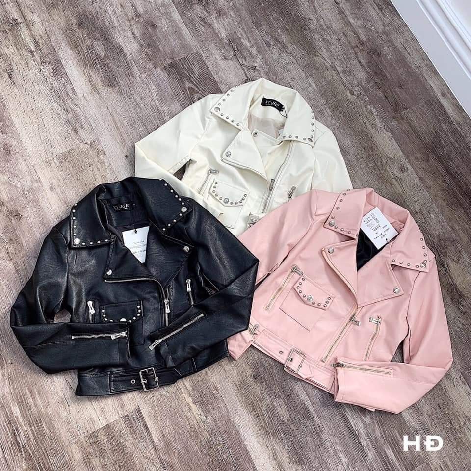 ÁO KHOÁC DA KÈM ĐAI NẠM ĐINH VIỀN