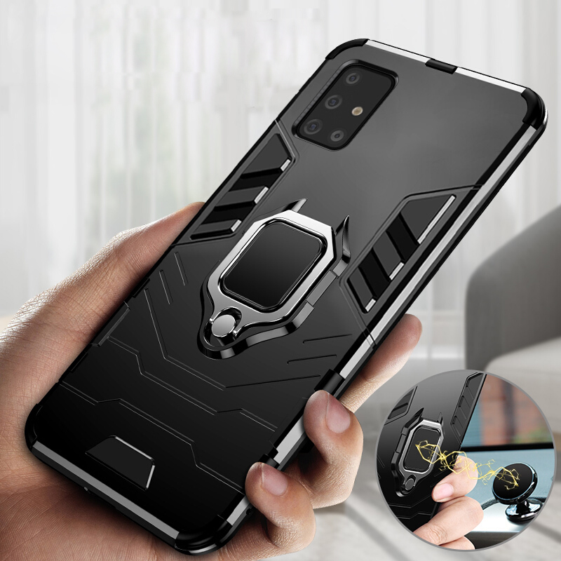 Ốp điện thoại PC cứng + viền dẻo kiểu giáp kèm giá đỡ nhẫn cho OPPO REALME 7I 7 7PRO C11 C15 5I 5 PRO C3 6I 6 PRO C17