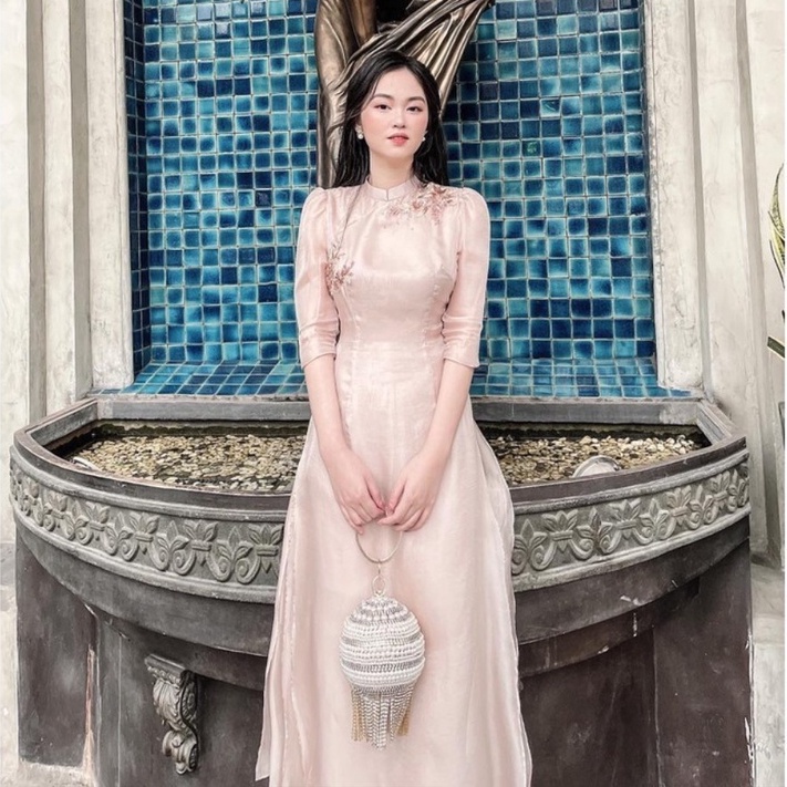 Áo Dài Cách Tân Thiết  Kế 4 Tà Cao Thấp Kết Hợp Đính zen Hoa 3D Nổi Đơn Giản Phù Hợp Cho Các Nàng Thích Nhẹ Nhàng Đơn Gi