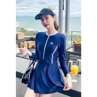 Bộ đồ bơi bikini nữ một mảnh tay dài che nắng liền thân đi tắm biển hot trend