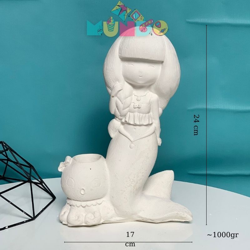 Tượng tô màu cao cấp chọn mẫu SIZE XXL TIÊN CÁ VÀ BẠCH TUỘT, tượng thạch cao MUNDO