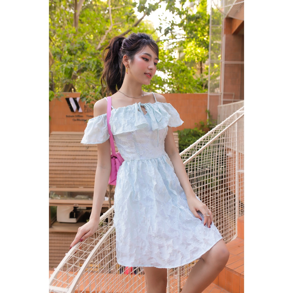 Đầm Xoè Thời Trang Nữ HNOSS Bẹt Vai HNDLU019