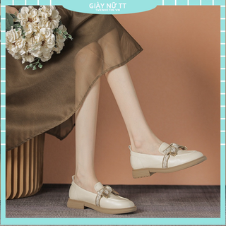 Giày da đế dày phong cách retro anh quốc cho nữ