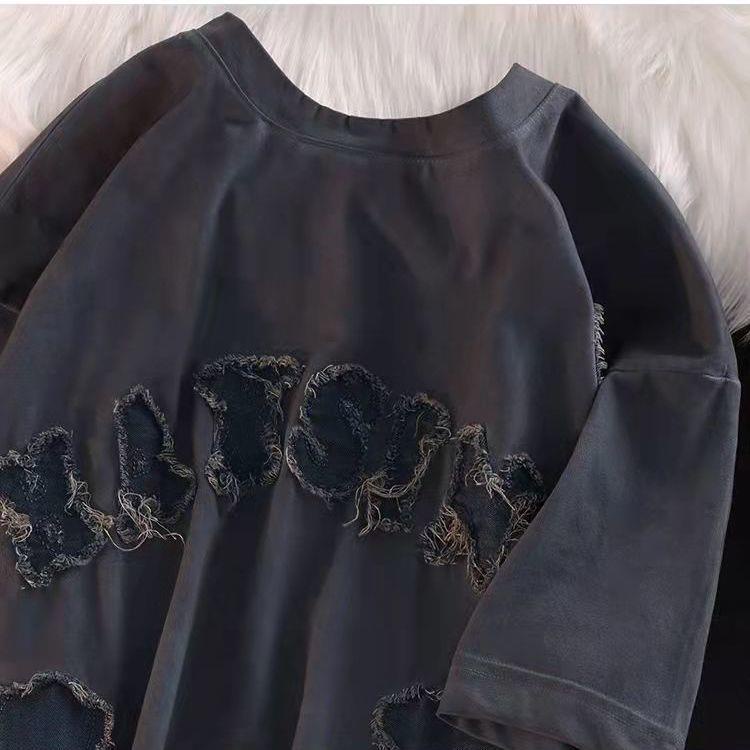 Áo Thun Tay Ngắn Dáng Rộng Thêu Họa Tiết Phong Cách Hàn Quốc Thời Trang Cho Nam