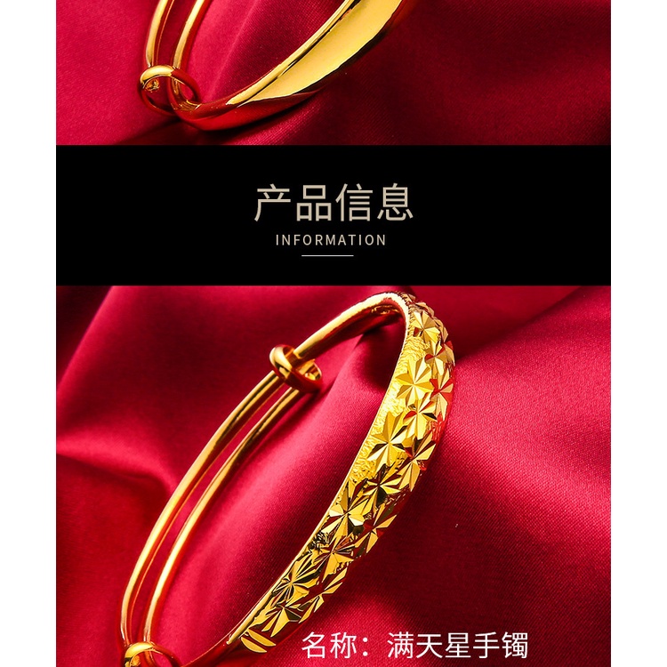 Vòng Đeo Tay Mạ Vàng Đồng Thau Dày Bóng Họa Tiết Rồng Phượng Phong Cách Mới