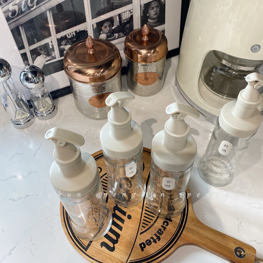 Bình Thủy Tinh Đựng Gia Vị/ Giấm/Nước Sốt Chống Rò Rỉ Màu Sắc Phong Cách Bắc Âu