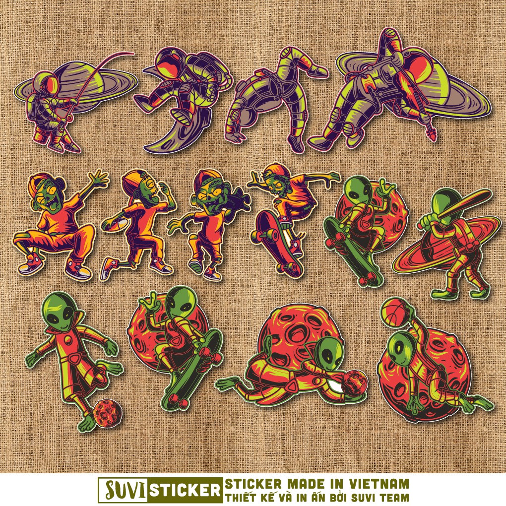 Sticker Galaxy Spaceman chống nước sticker dán laptop, điện thoại, đàn guitar, mũ bảo hiểm, vali. MSP: G09