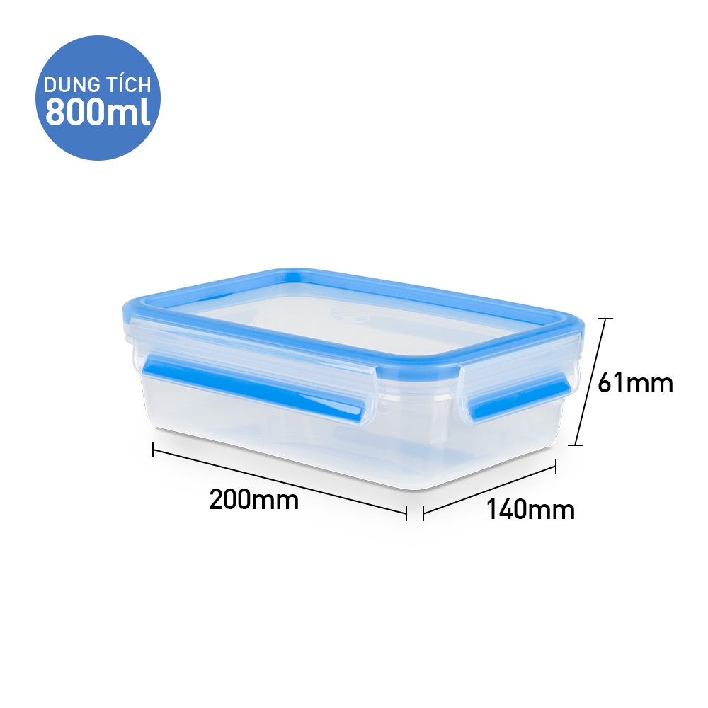 [LIFEMC11BPC -8% đơn 350K] Hộp nhựa vuông Tefal Masterseal Fresh K3021822 - 0.8L - xanh
