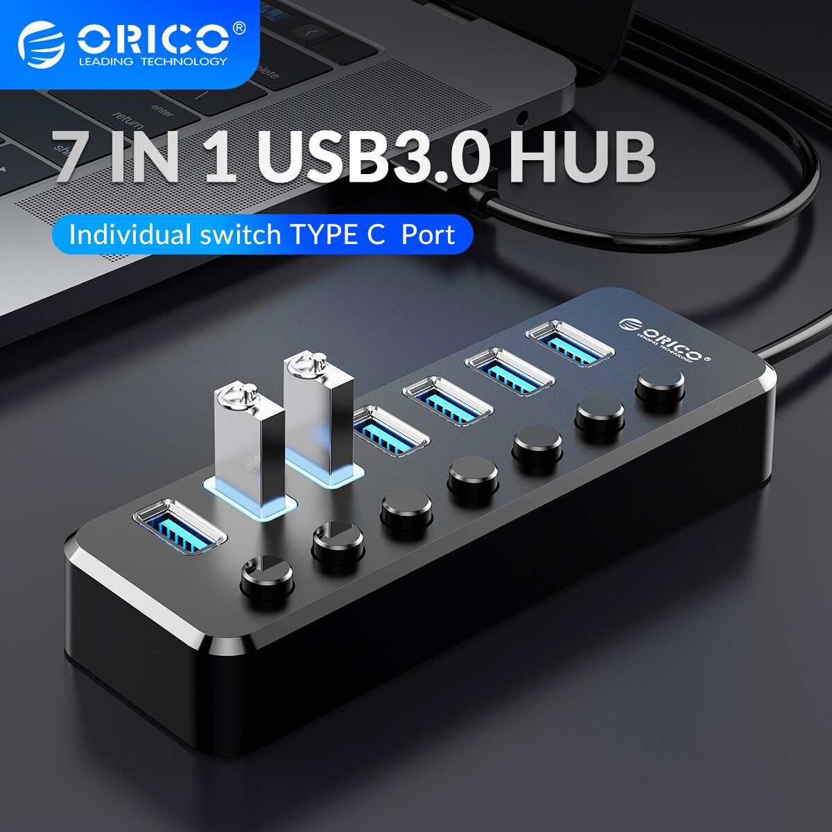 Bộ Hub ORICO TSU3-7A 4/7 Cổng USB3.0 Type C Tiện Dụng Chất Lượng Cao