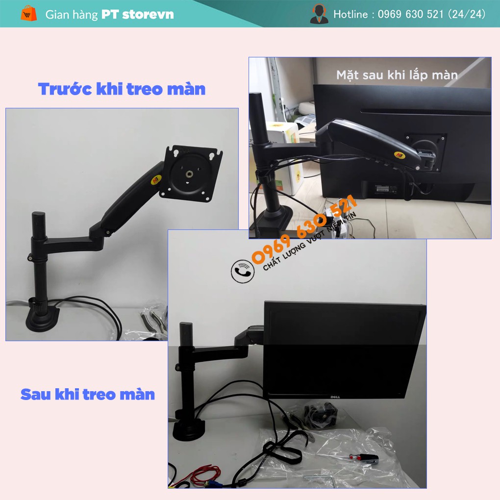 Giá Treo Màn Hình NB H100 - Hỗ Trợ Màn 22 - 35 Inch - Tay Treo Màn Hình Máy Tính Gắn Bàn Xoay 360 Độ