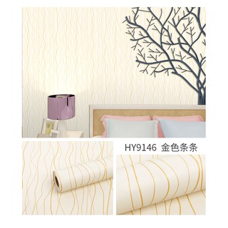 [Xả] 10m Giấy dán tường sọc xoắn vàng có sẵn keo bóc dán khổ 45cm giá rẻ nhiều mẫu trang trí phòng ở, trang trí cửa hàng