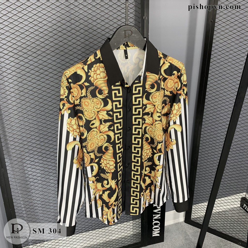 Áo sơ mi nam dài tay họa tiết châu âu luxury, chất đẹp lụa mềm cao cấp htstore | BigBuy360 - bigbuy360.vn