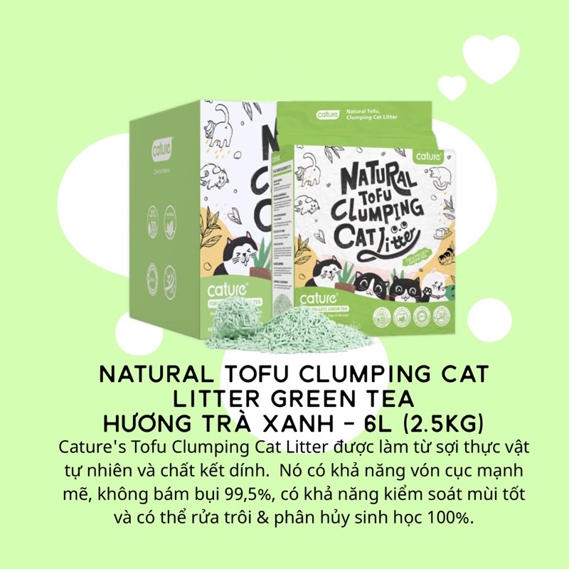 Cát Vệ Sinh Cho Mèo - Cát Gỗ, Cát Đậu Nành/Đậu Phụ Tofu CATURE (Túi 6L/2,4kg) - Khử Mùi, Vón Cục, Không Bết Đáy