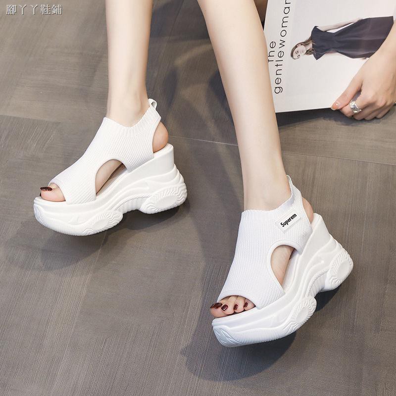 Giày Sandal Cao Gót 9cm Đế Xuồng Hở Mũi Thời Trang Cho Nữ