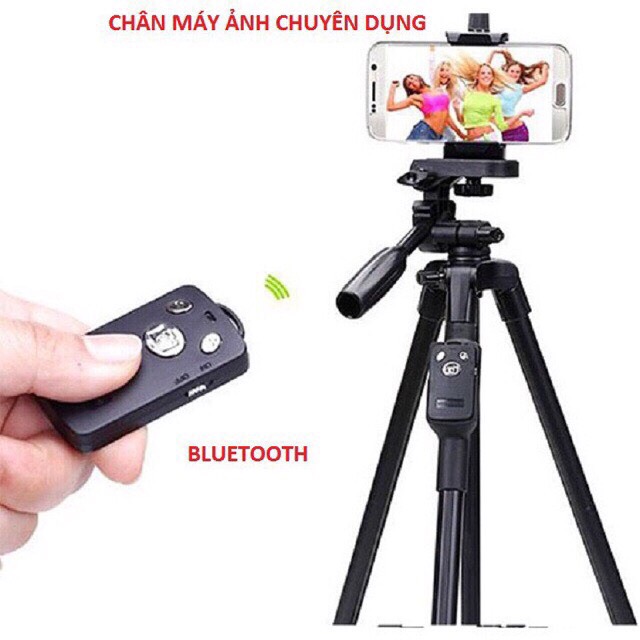 Gậy tripod 3388 chuyên nghiệp + nút chụp bluetooth ( sử dụng cho cả điện thoại và camera )