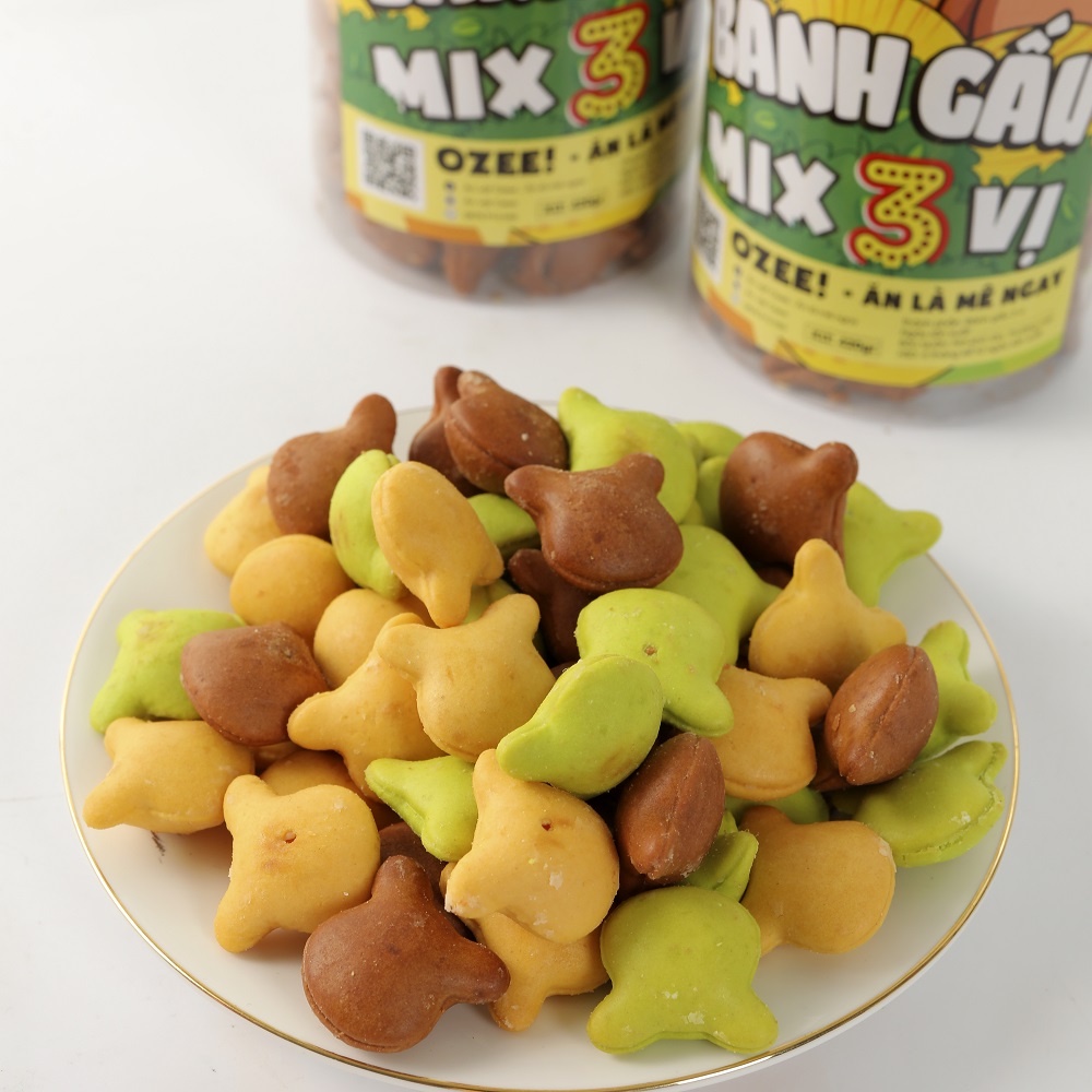 Bánh gấu nhân kem sữa mix 3 vị Ozee hộp 420g siêu ngon đồ ăn vặt Hà Nội