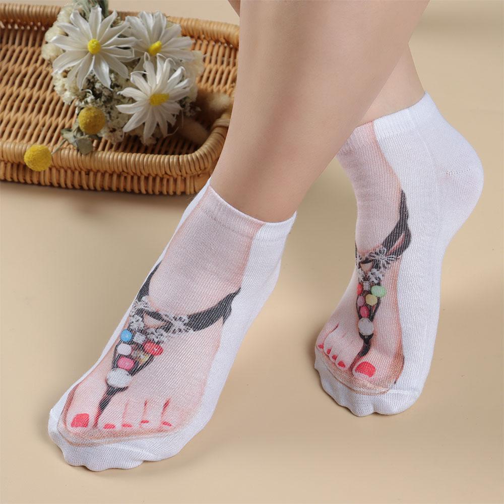 Vớ Cotton Mềm Cổ Thấp In Họa Tiết Múa Ba Lê 3D Dành Cho Nam Nữ