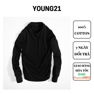 Áo thun nam cổ tròn YOUNG21 Basic Longtee 2024 vạt bầu, vải cotton, co giãn, form rộng T01
