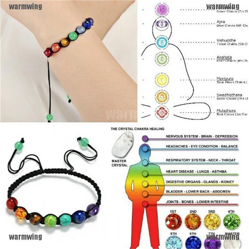 Vòng Tay Chuỗi Hạt Đá Núi Lửa Chakra 7 Màu