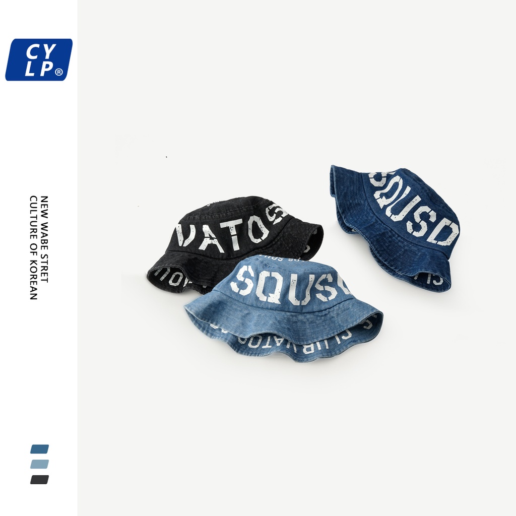 Nón Vành Denim In Chữ Graffiti Phong Cách Đường Phố Mỹ Thời Trang Cho Cặp Đôi