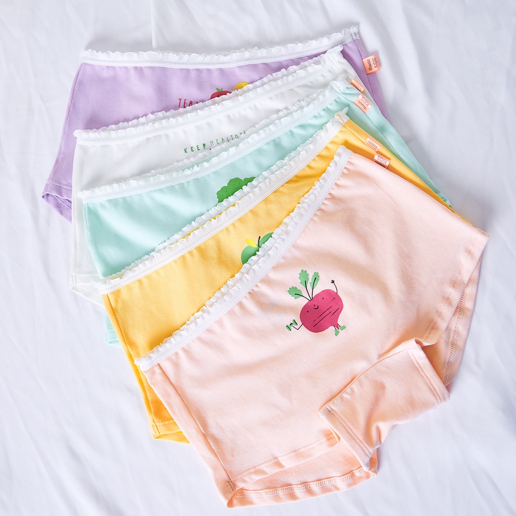 Hộp 5 quần lót bé gái cotton boyshort hình in đáng yêu iBasic PANG021