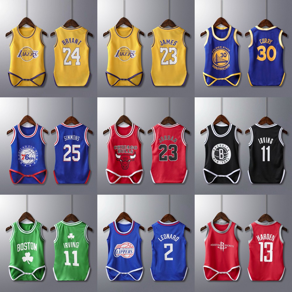 Bộ áo liền quần phong cách bóng rổ in số áo Kobe/ Jordan/ James/ Irving/ Jersey thời trang cho bé sơ sinh