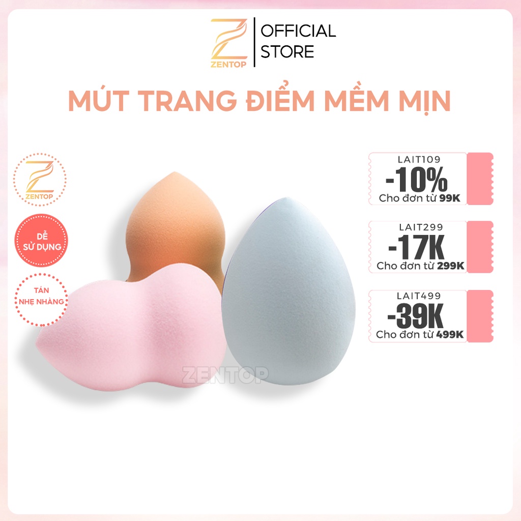 Mút trang điểm mềm mịn bông mút tán kem phấn dễ thương Zentop