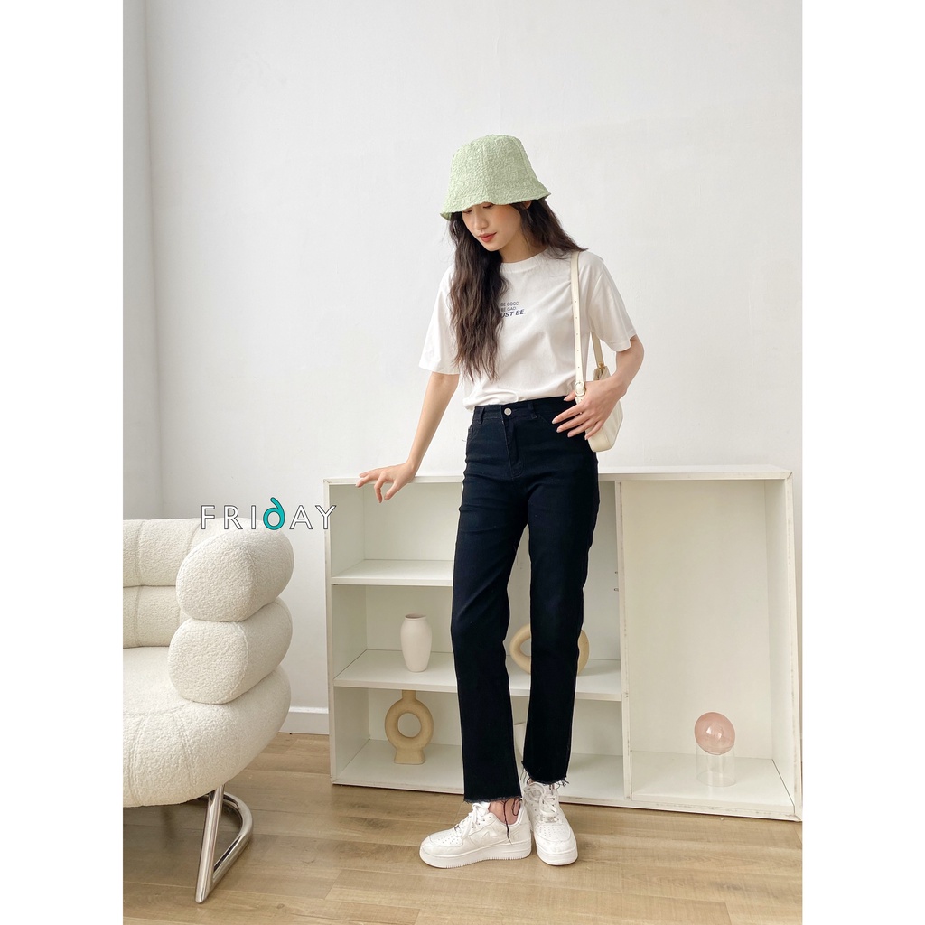 Quần jean nữ ống đứng gấu tua rua 22Q01JD Friday