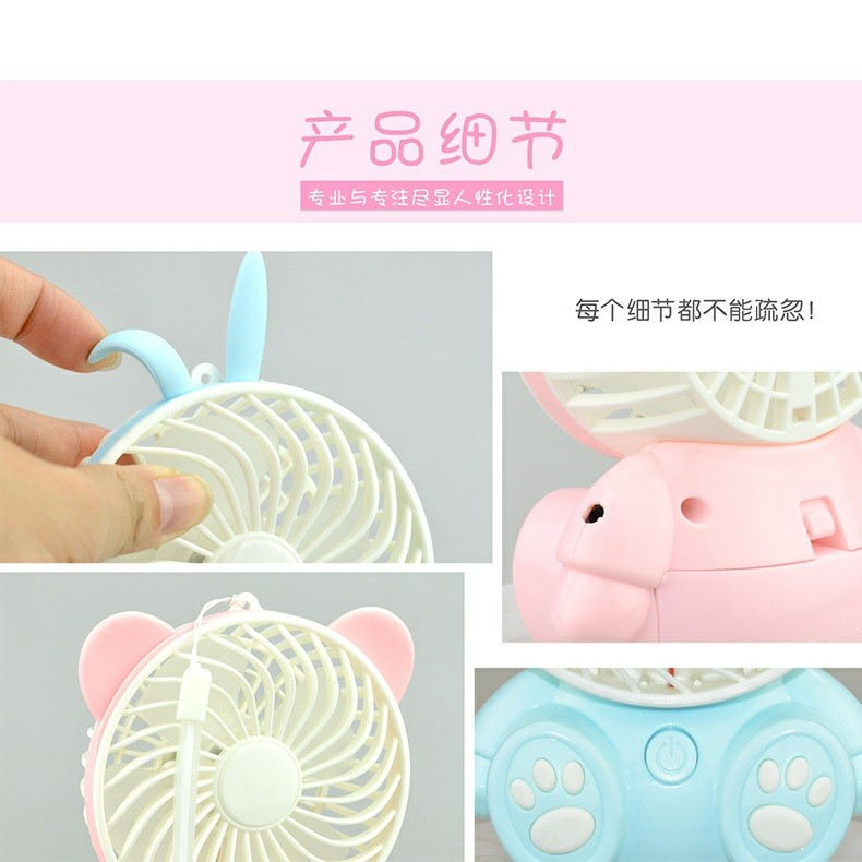 (Bán Buôn Sỉ) Quạt Tích Điện - Quạt Mini Để Bàn Tai Thỏ Pin Sạc Có Đế Hàng Hottrend 2022