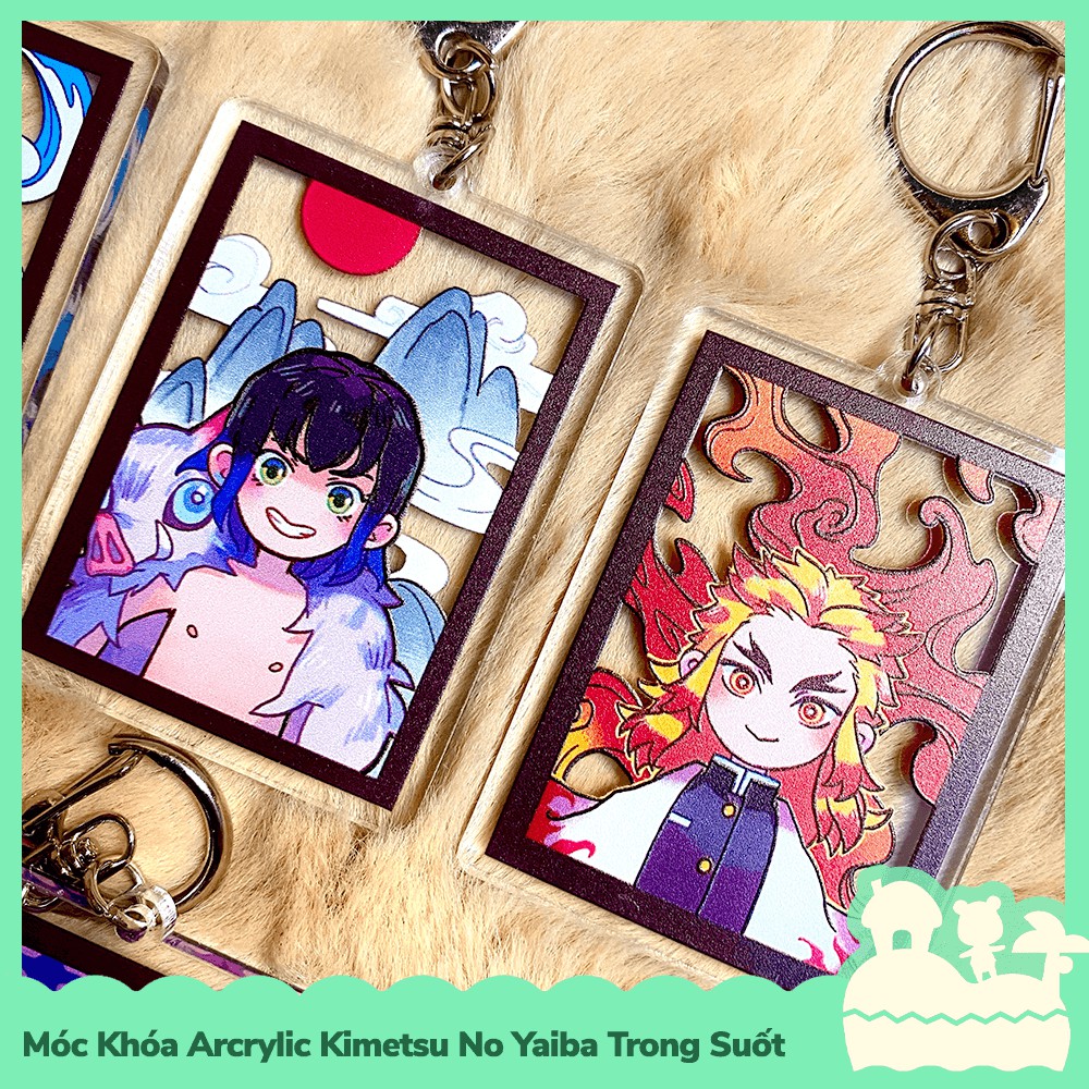 [Sẵn VN] Móc Khóa Keychain Acrylic Trong Suốt 2 Mặt Kimetsu No Yaiba TGDQ Demon Slayer Chân Họa Đồ