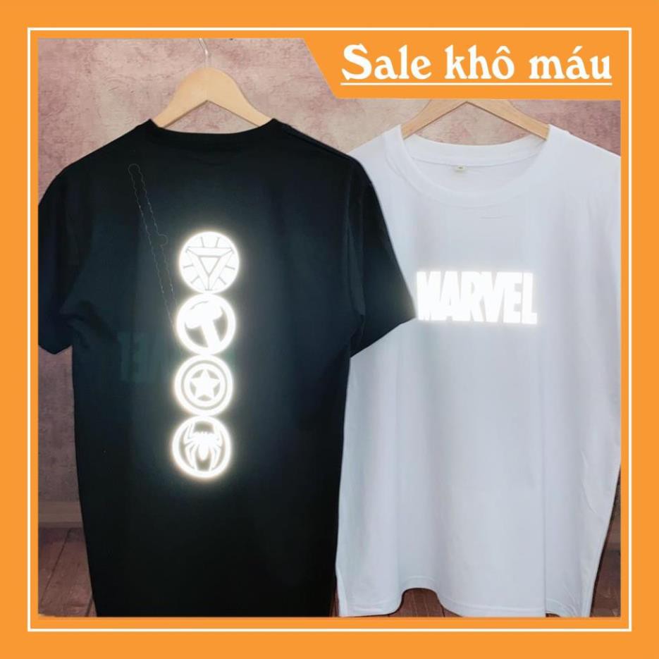 [TRỜI ƠI]  Áo Thun Phản Quang Nam Nữ tay ngắn cổ tròn  Marvel 4 Logo Cotton 75%, Form Rộng Unisex