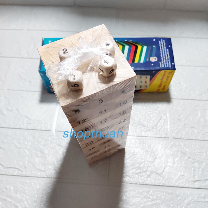 Trò chơi rút gỗ 54 thanh có 4 cục xí ngầu size trung