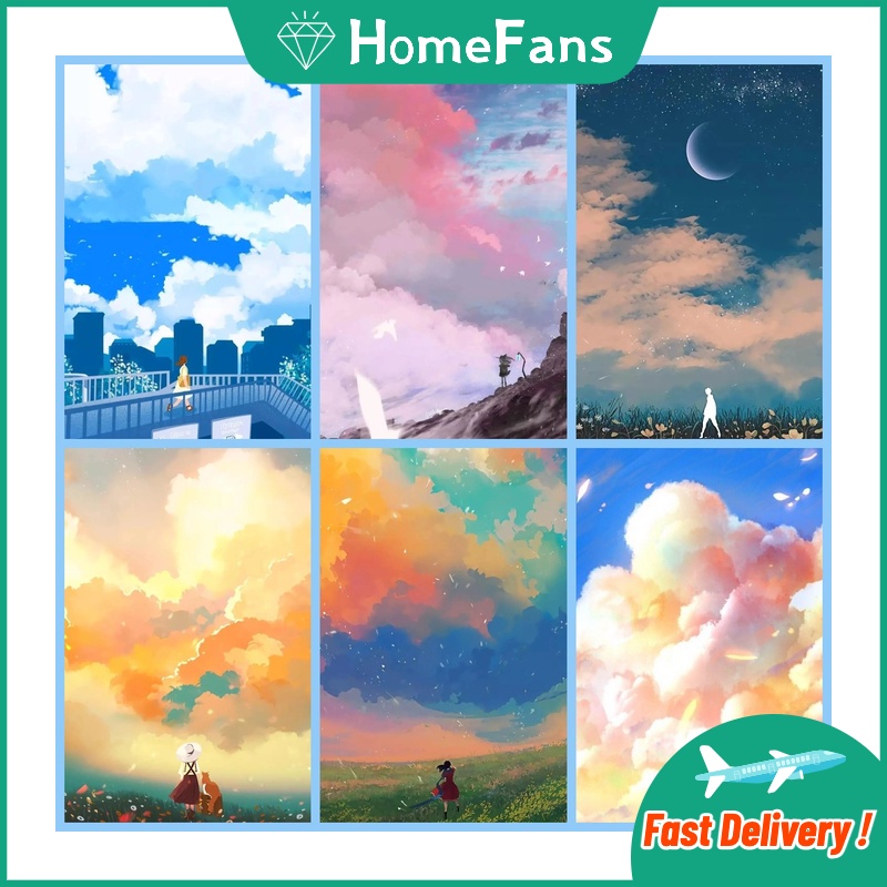 Bộ Tranh Đính Đá 5D Tự Làm 40x50cm Hình Đám Mây Hồng Trang Trí Nhà Cửa