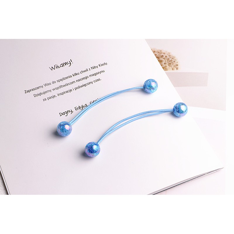 Set 2 Dây Cột Tóc Co Giãn Đính Hạt Nhiều Màu Sắc Cho Bé Gái