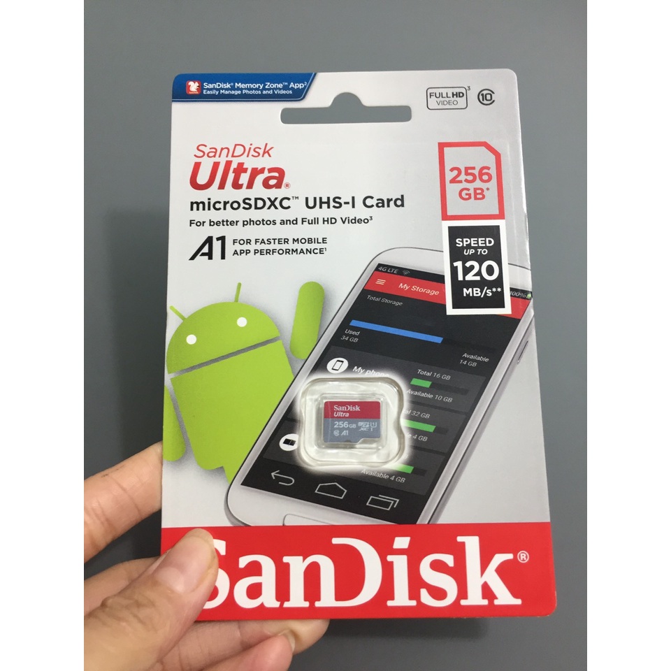 [ 128GB/ 256GB ] Thẻ nhớ MicroSDXC SanDisk A1 Tốc độ 120MB/s SDSQUA4