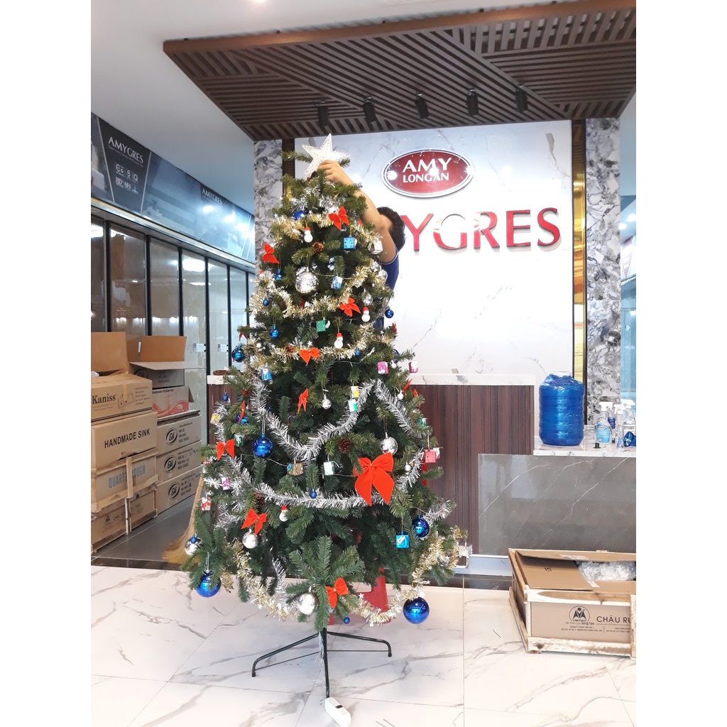 Cây thông noel màu xanh 2m - Cây dày chắc chắn dể tháo lắp