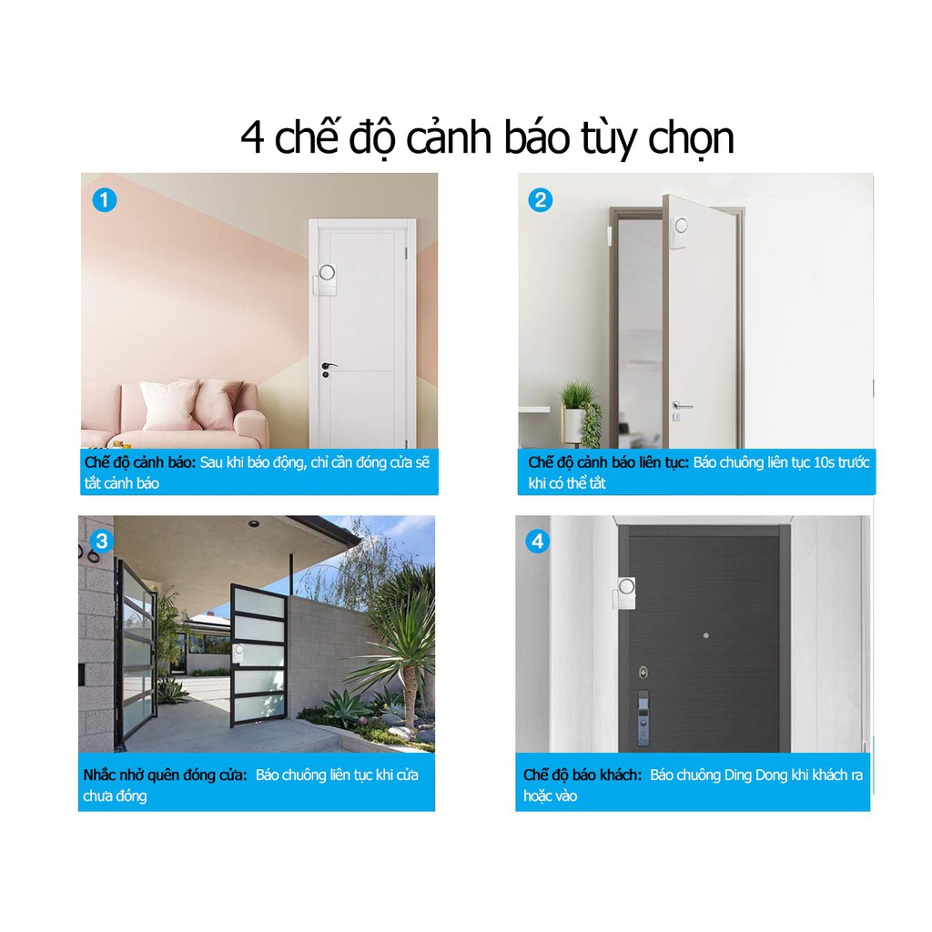 [Chính Hãng] Chuông Báo Động Gắn Cửa Chuông To 110dB Báo Động Báo Khách Pin 1 Năm (Hoạt Động Độc Lập) R19