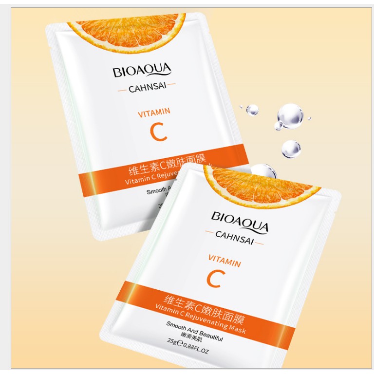 Mặt Nạ Giấy Dưỡng Da Mặt Cấp Ẩm Thải Độc Dưỡng Trắng Bioaqua Vitamin C- Hàng Nội Địa Trung | Thế Giới Skin Care