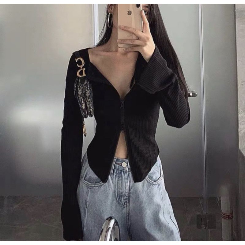 áo dây kéo 2 đầu tay dài