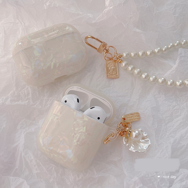 Vỏ case xà cừ móc ngọc bảo vệ bao đựng tai nghe airpods 1 2 PRO - Ốp airpods chống va đập xà cừ sang chảnh